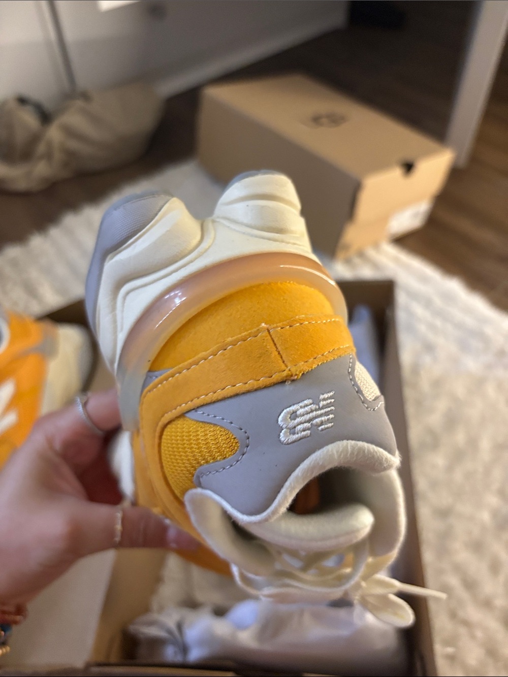 New Balance Orange and Gray Chunky Dad Sneakers - Picture 12 of 13